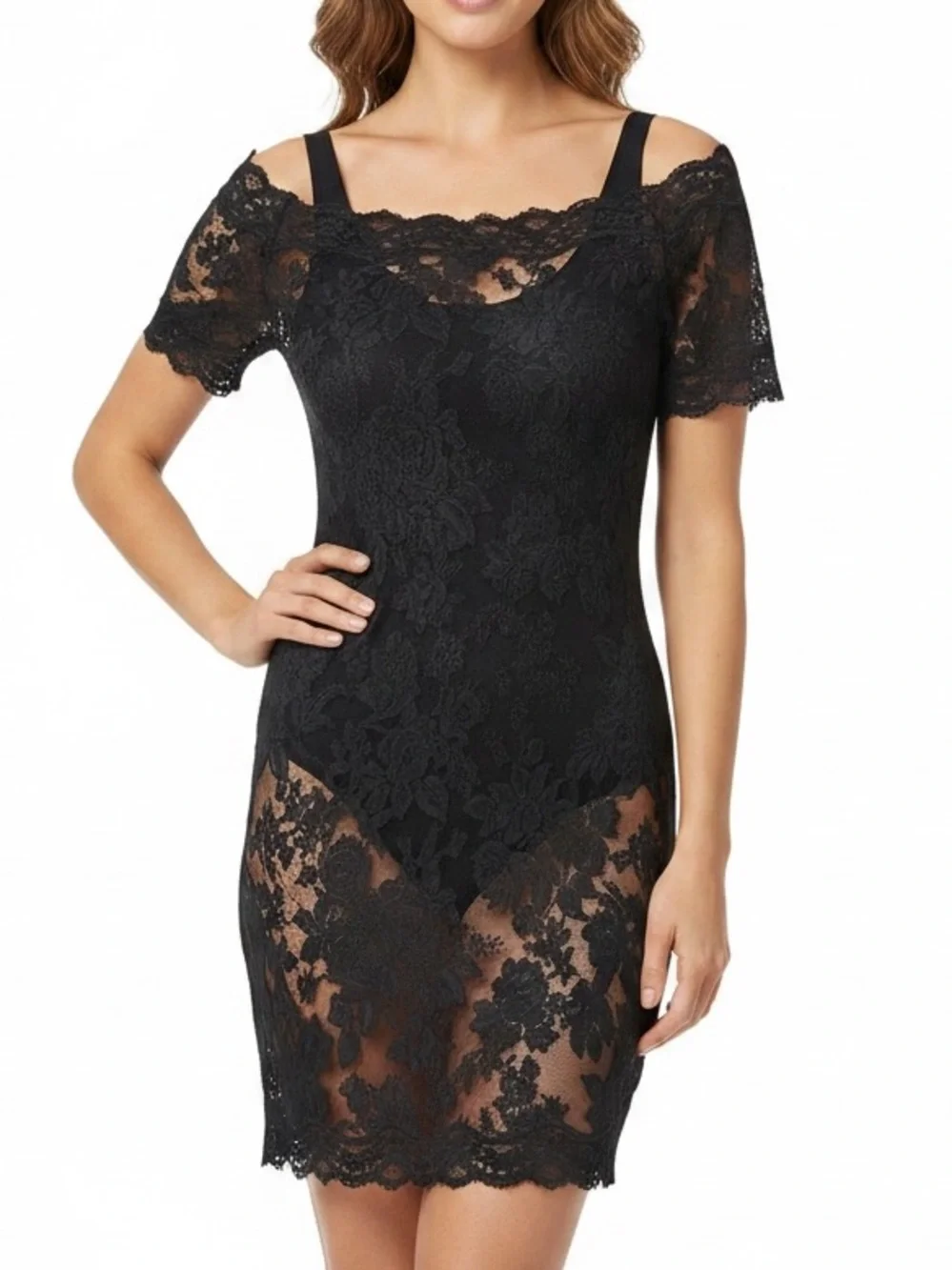 VICTORIA’S SECRET: Black Lace Slip Dress -Size Small